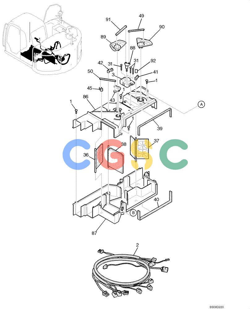 神钢零件查询(ED150) - BLADE RUNNER ACERA SR EXCAVATOR DOZER (TIER 3 ) ASN YL06-01201 (5/08-12/12) (02-63[01]) - CONDITIONER ASSEMBLY, AIR (YN20M00107F3), FIGURE 1 OF 2 Kobelco