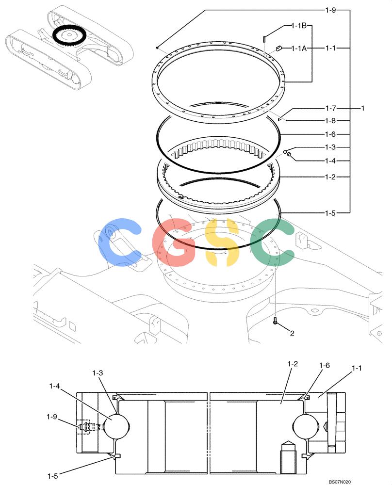神钢零件查询(ED150-1E) - BLADE RUNNER EXCAVATOR/DOZER ASN YL05-00555 (11/03-12/04) (02-005[01]) - SLEWING RING ASSEMBLY Kobelco