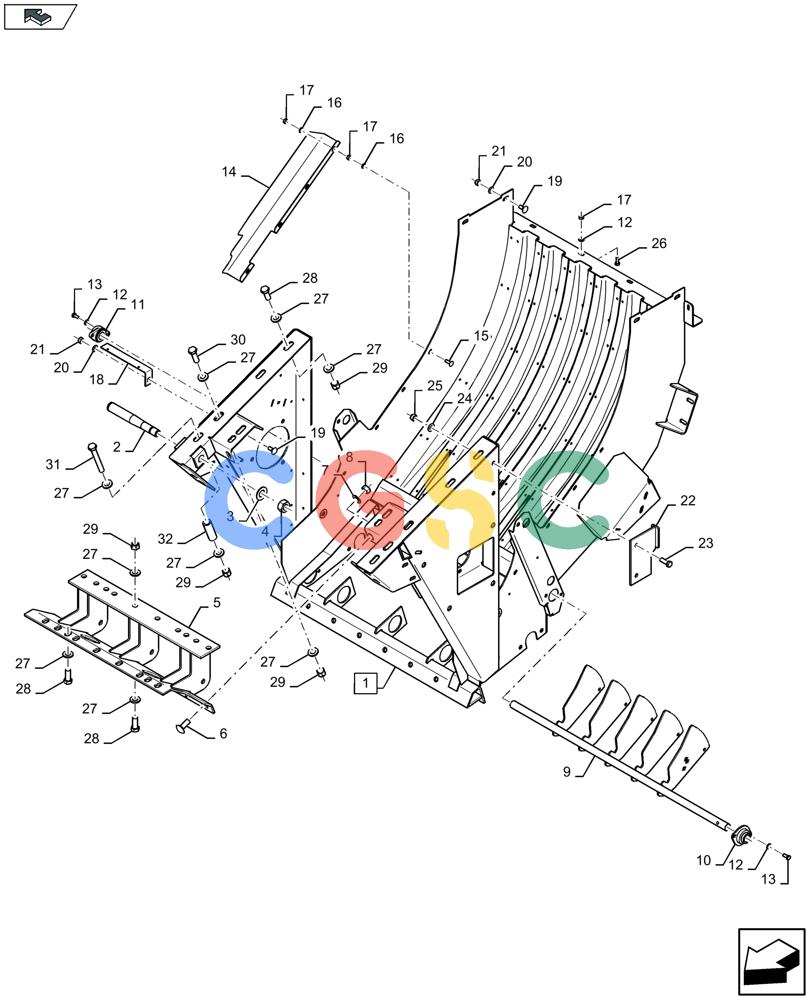 凯斯零件查询(LB334P) - BALER (9/12-) (60.280.121) - FEED CHAMBER, FRAME - D151 Case Agriculture