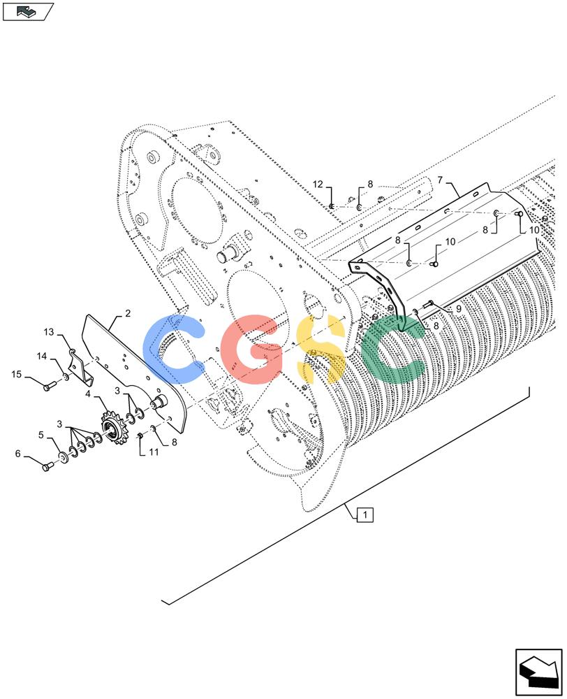 凯斯零件查询(LB434S) - BALER (9/12-) (88.060.025[01]) - SERVICE KIT: TOP IDLER SPROCKET STUB SHAFT RHS SHIELD - C145 Case Agriculture