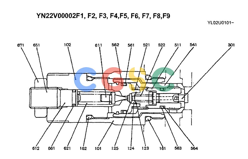 神钢零件查询(ED190LC) - BLADE RUNNER EXCAVATOR/DOZER BTW YL02U0101 - YL03U0135 (1/02-12/06) (06-028) - VALVE ASSY, PORT RELIEF Kobelco