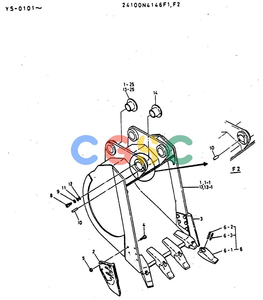 神钢零件查询(MD400LC) - EXCAVATOR BTW YS0101 - YS0200 (1/80-12/06) (07-007) - BUCKET ASSY, 1.57 CU YD Kobelco