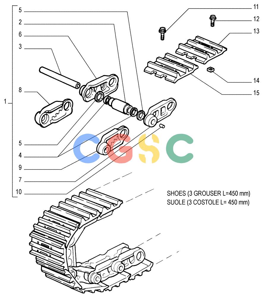 纽荷兰零件查询(FL175) - CRAWLER LOADER (N.A. VERSION) (6/92-) (9.349[01]) - SALT TRACK CHAIN (SHOES L=450MM) OPTIONAL CODE 76071290 New Holland Constructuion