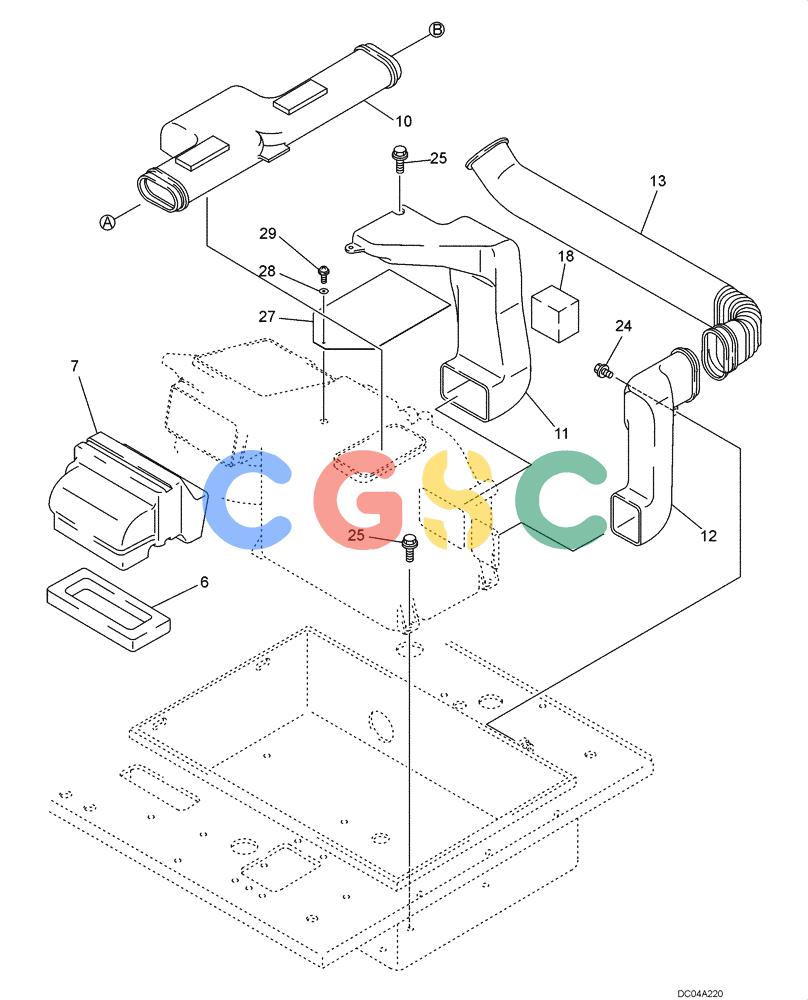 纽荷兰零件查询(EH130) - CRAWLER EXCAVATOR (3/04-) (09 -36[00]) - AIR CONDITIONER MOUNTING New Holland Constructuion