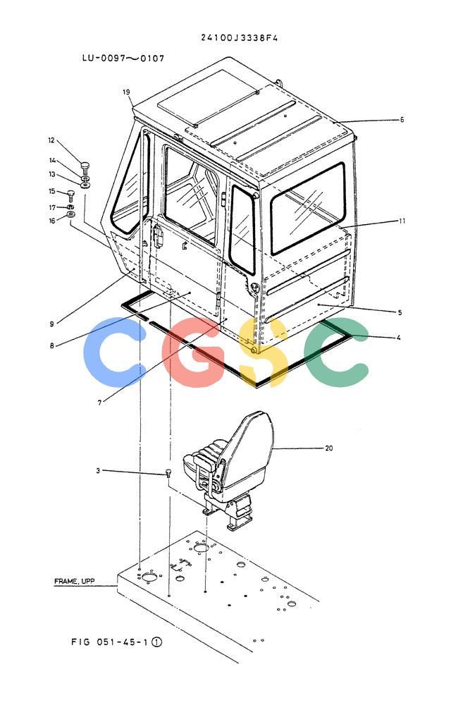 神钢零件查询(K935) - EXCAVATOR SUPPLEMENT ASN LU00154 (1/76-12/03) (02-005) - INSTAL, CAB (FOR NORTH AMERICA) Kobelco