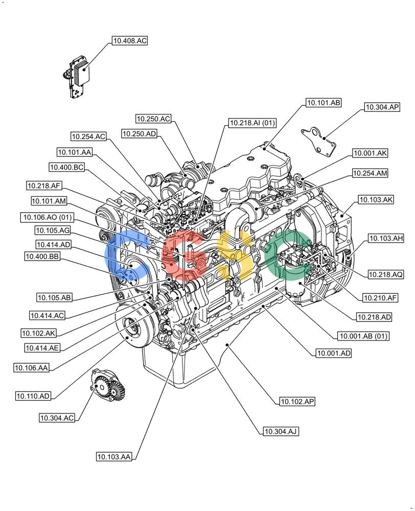 神钢零件查询(F4HFE613J A006) - ENGINE 5801757723 - 47544094 (11/12-) (10.000.00) - SECTION INDEX - ENGINE Kobelco