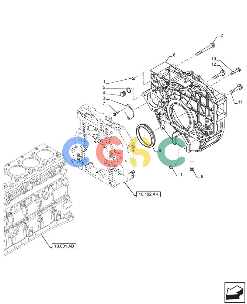 神钢零件查询(F4HFE613J A006) - ENGINE 5801757723 - 47544094 (11/12-) (10.103.AK) - FLYWHEEL, HOUSING Kobelco
