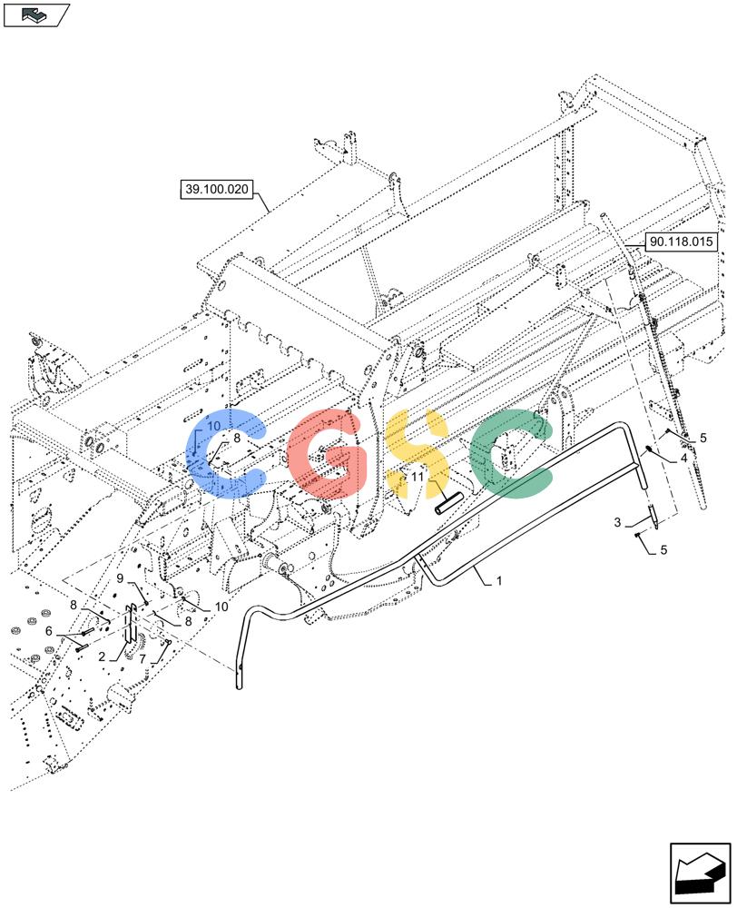 凯斯零件查询(LB434S XL) - BALER (11/16-) (90.118.025) - RAILINGS, LH Case Agriculture