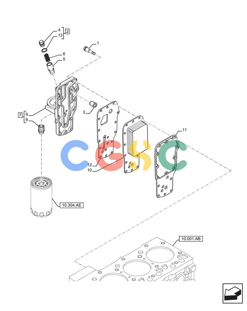 神钢零件查询(F4HFE413P A001) - ENGINE - 5801655811 - 47426272 (11/13-) (10.408.AC) - ENGINE OIL, HEAT EXCHANGER Kobelco