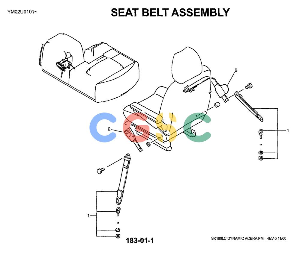 神钢零件查询(SK160LC) - DYNAMIC ACERA EXCAVATOR 11/2000 ASN YM02U0101 (11/00-12/02) (01-046) - SEAT BELT ASSY Kobelco