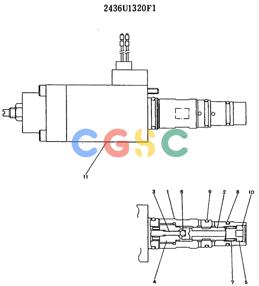 神钢零件查询(MD140BLC) - EXCAVATOR BTW YP1001 - YP1281 (1/80-12/06) (11-016) - VALVE ASSY, SOLENOID 2436U1320F1 Kobelco