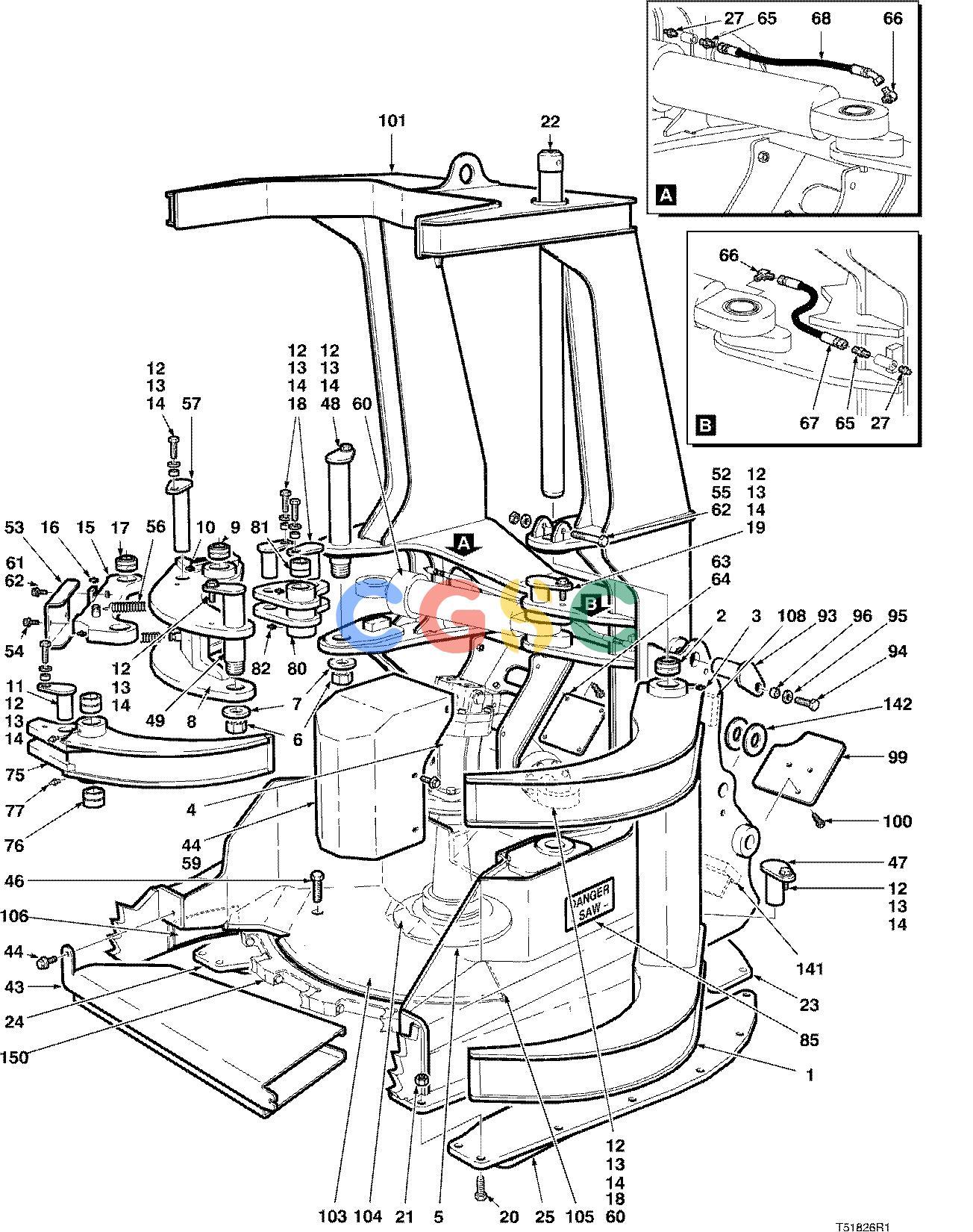 约翰迪尔零件查询D567 - ATTACHMENTS FELLING HEAD JD843G ( 10BC1122 - ) 4534-062/10 [4534-062/10]EPC John Deere online