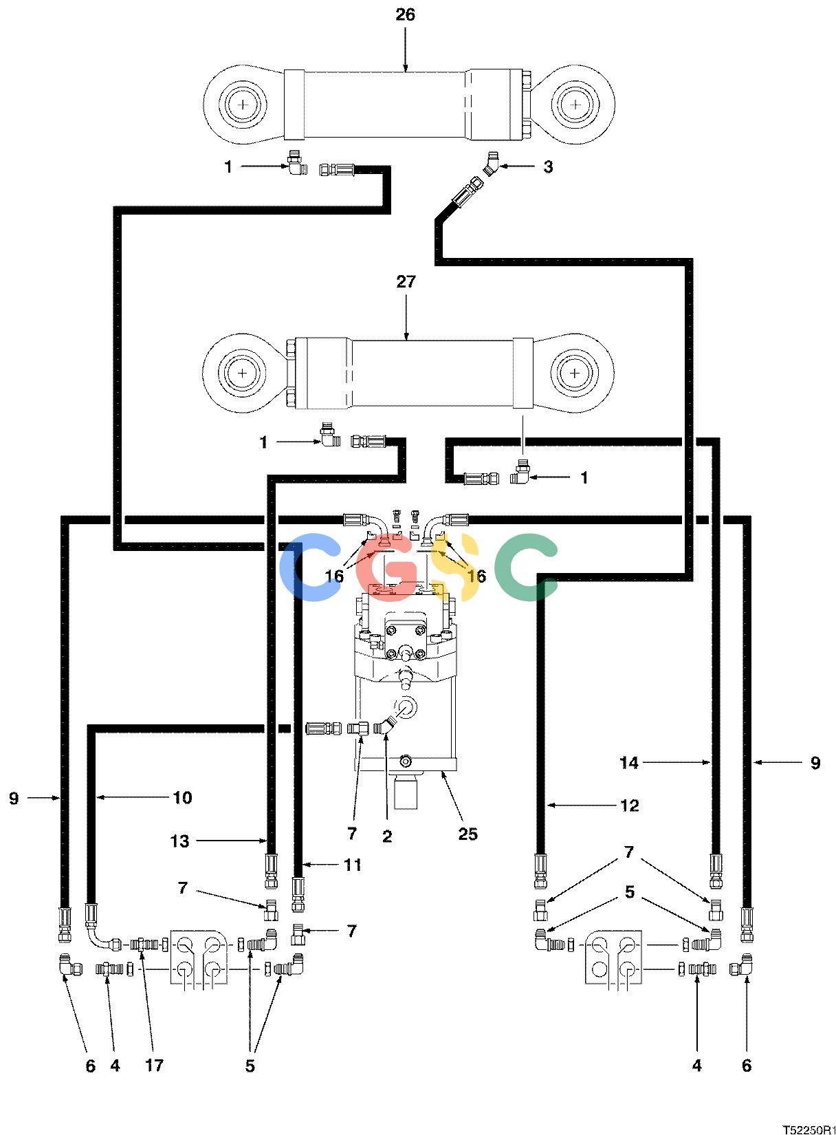 约翰迪尔零件查询D567 - ATTACHMENTS HYDRAULIC SYSTEM FELLING HEAD TC720 ( 980001 - ) 2000-464/10 [2000-464/10]EPC John Deere online