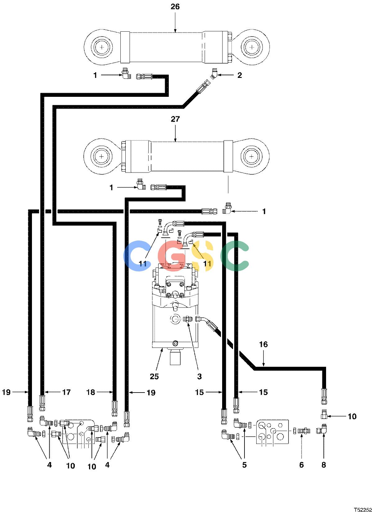 约翰迪尔零件查询D567 - ATTACHMENTS HYDRAULIC SYSTEM FELLING HEAD HAX611 ( 10BC1514 - ) 2000-521/10 [2000-521/10]EPC John Deere online
