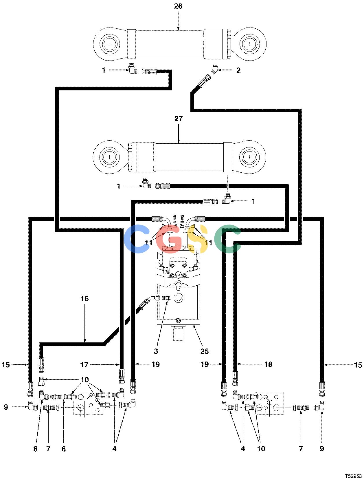 约翰迪尔零件查询D567 - ATTACHMENTS HYDRAULIC SYSTEM FELLING HEAD JD843H ( 10BC1514 - ) 2000-520/10 [2000-520/10]EPC John Deere online