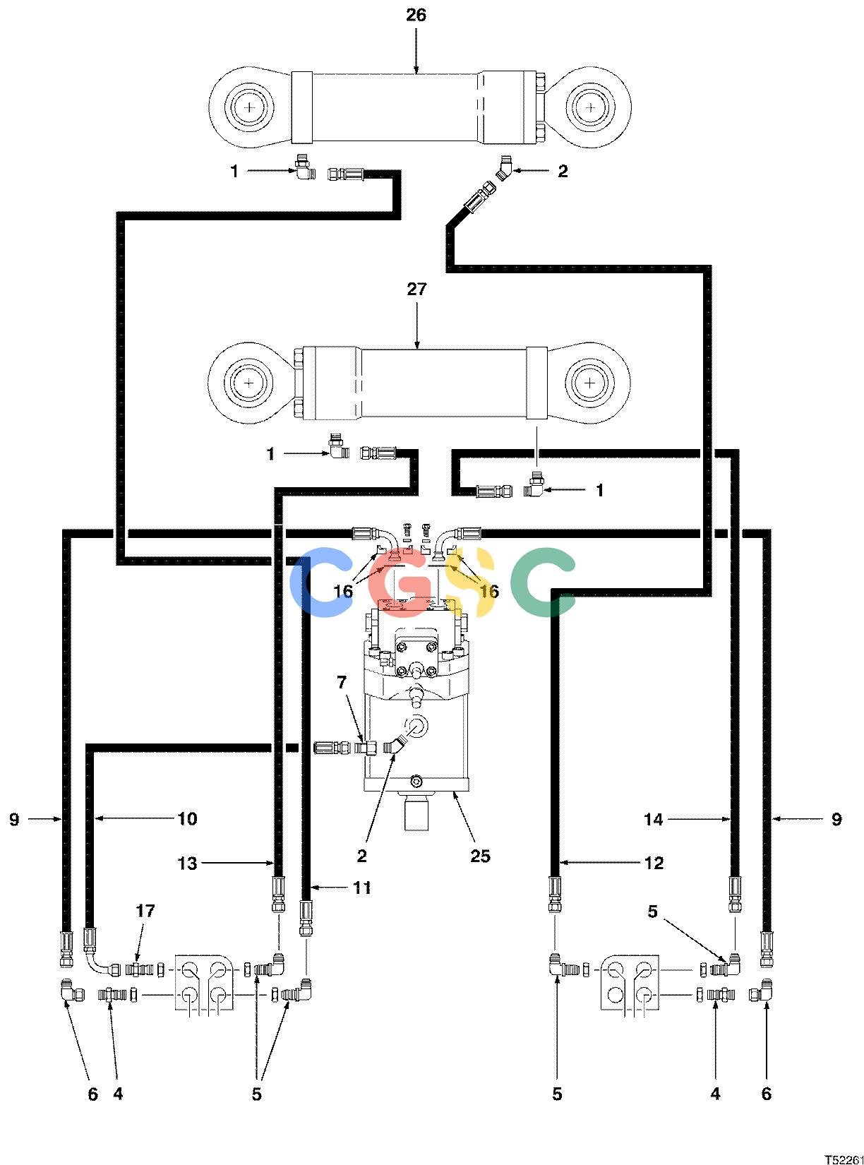 约翰迪尔零件查询D567 - ATTACHMENTS HYDRAULIC SYSTEM FELLING HEAD TC720 ( 10BC1334 - ) 2000-524/10 [2000-524/10]EPC John Deere online