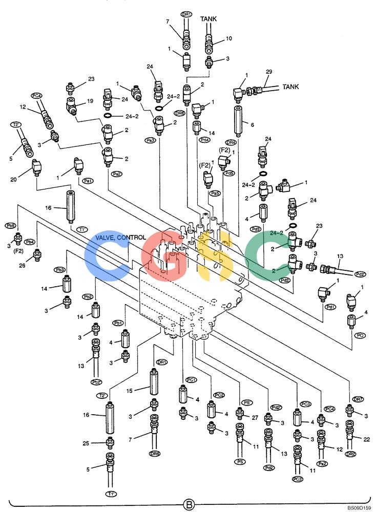 神钢零件查询(NIBBLER) - & BREAKER - SK70SR-1E SHORT RADIUS EXCAVATOR ASN YT02-04001 (4/03-12/04) (06-047[02]) - MAIN CONTROL LINES (KAI) (NIBBLER & BREAKER), (YT06H00016F2 & YT06H00016F5), PAGE 2 OF 3 Kobelco