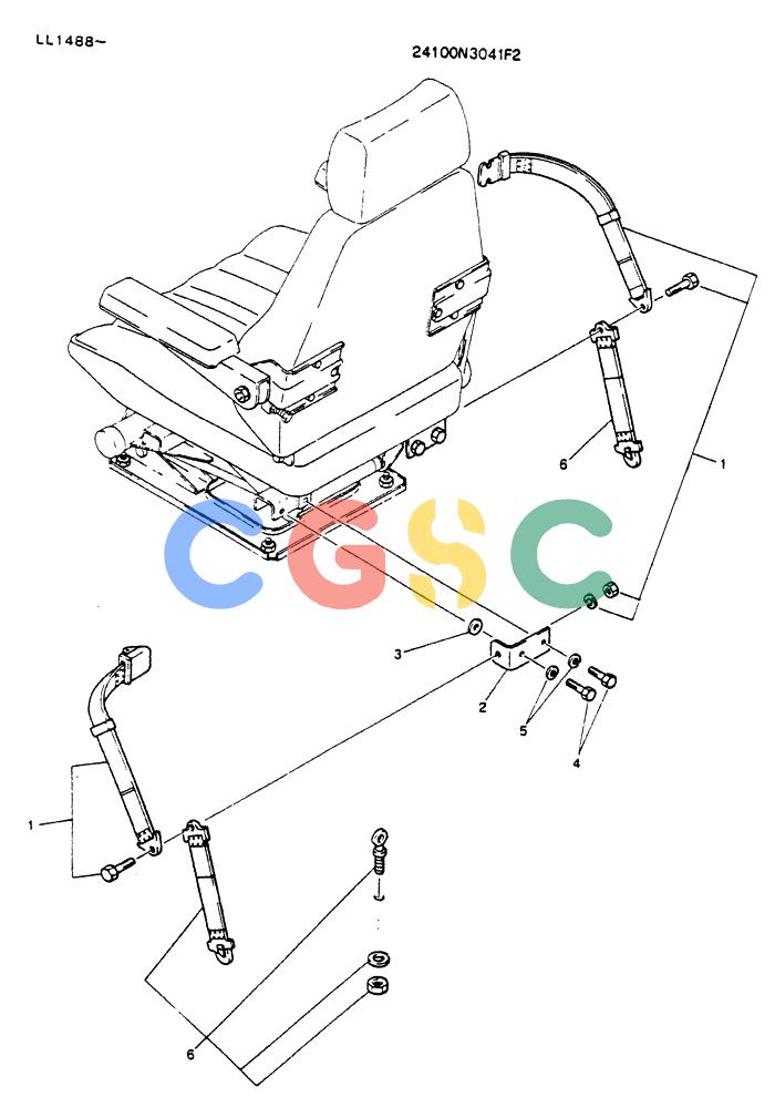神钢零件查询(K909LC) - MARK II EXCAVATOR ASN LL1488 (1/87-12/03) (08-004) - BELT ASSY, SEAT Kobelco