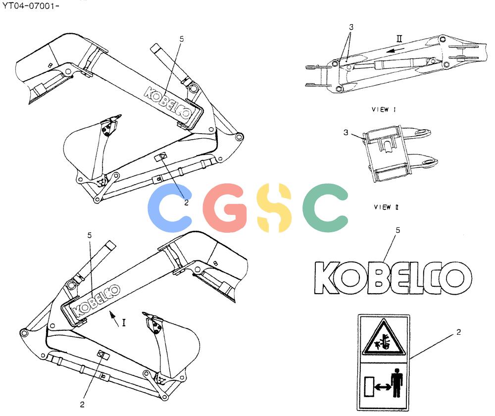 神钢零件查询(BOOM) - ATTACHMENT, (2 PIECE) - SK70SR-1E & SK70SR-1ES ASN YT04-07001 (1/04-12/12) (03-003) - NAME PLATE INSTAL, P/N YT22T00057F5 Kobelco
