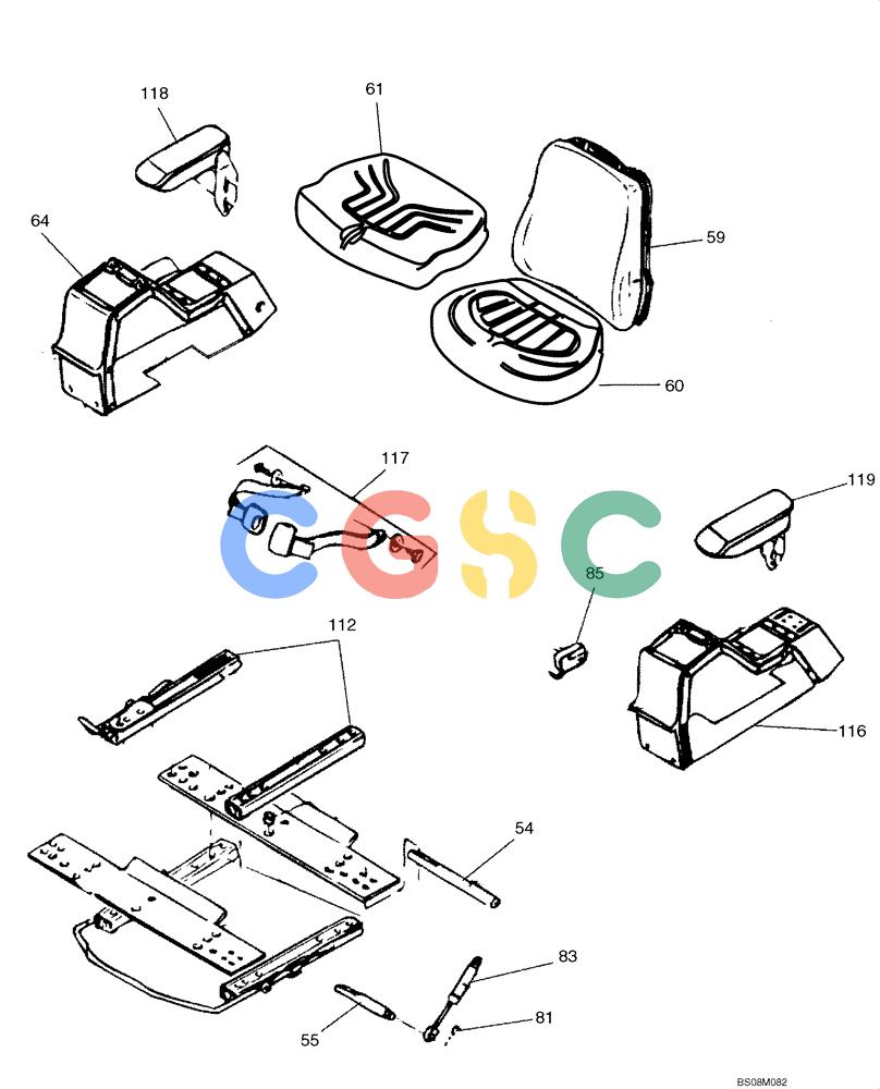 纽荷兰零件查询(DC100) - CRAWLER DOZER (N.A. VERSION) (4/00-) (5.669[02]) - SEAT - SERVICE COMPONENTS DC70 - DC80 - DC100 New Holland Constructuion