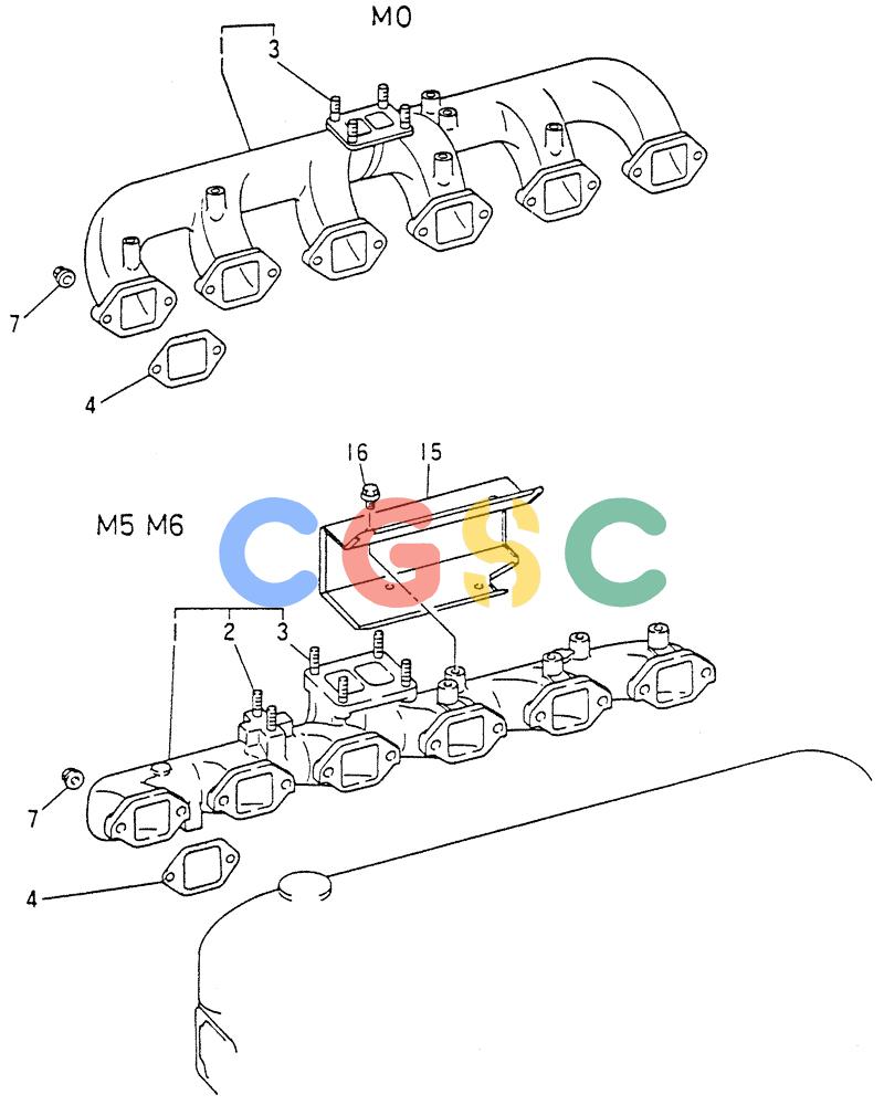 神钢零件查询(6D15) - MITSUBISHI DIESEL ENGINES - K907D & K907LC EXCAVATORS (1/86-12/06) (01-018) - EXHAUST MANIFOLD Kobelco