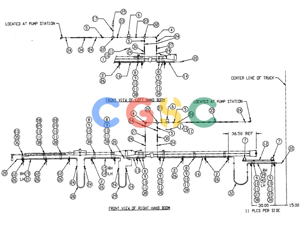 凯斯零件查询(FLEX-AIR) - APPLICATOR (1995-1997) (2/95-2/97) (12-001) - BOOM PLUMBING, WET, 3 WL, MID Case Agriculture