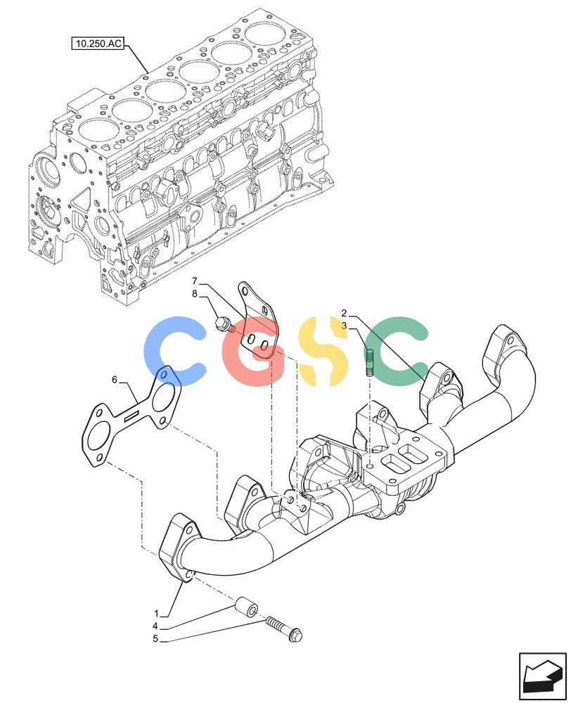 神钢零件查询(F4HFE613T B005) - ENGINE 5801751522 - 47538793 - TIER 4B (1/14-) (10.254.AC) - EXHAUST MANIFOLD Kobelco