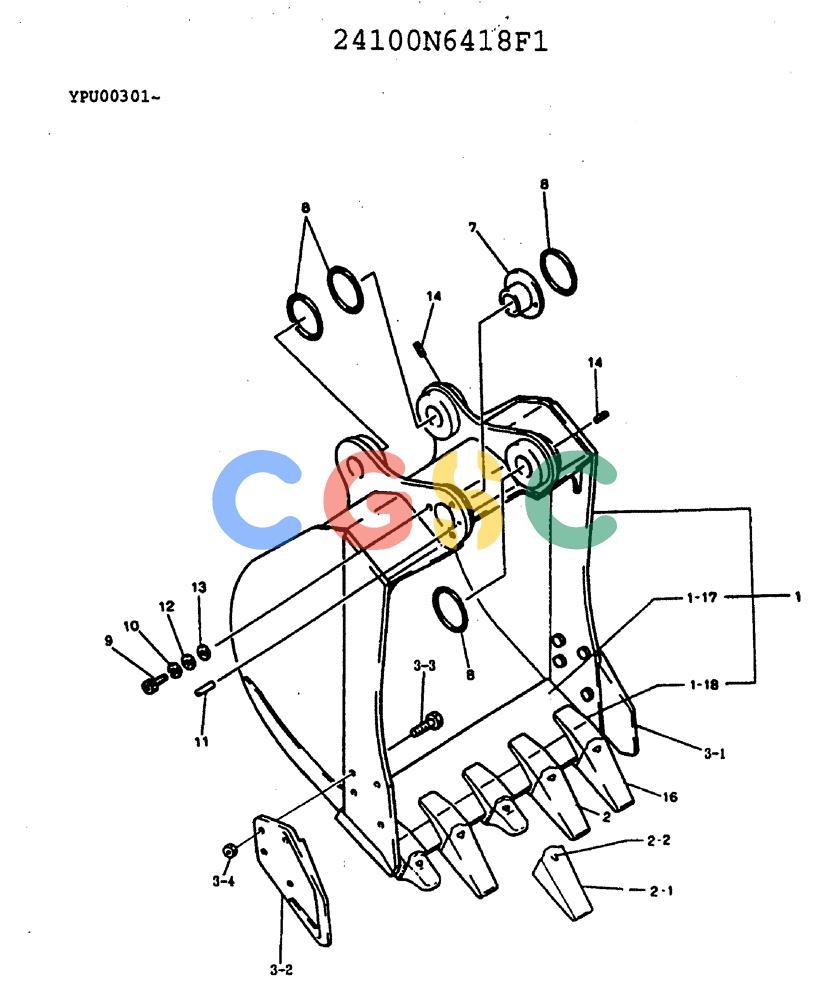 神钢零件查询(MD240C) - EXCAVATOR BTW LLU0301 - LLU0600 (1/80-12/06) (00-001) - BUCKET ASSY, 0.45M (0.58CU YD) Kobelco