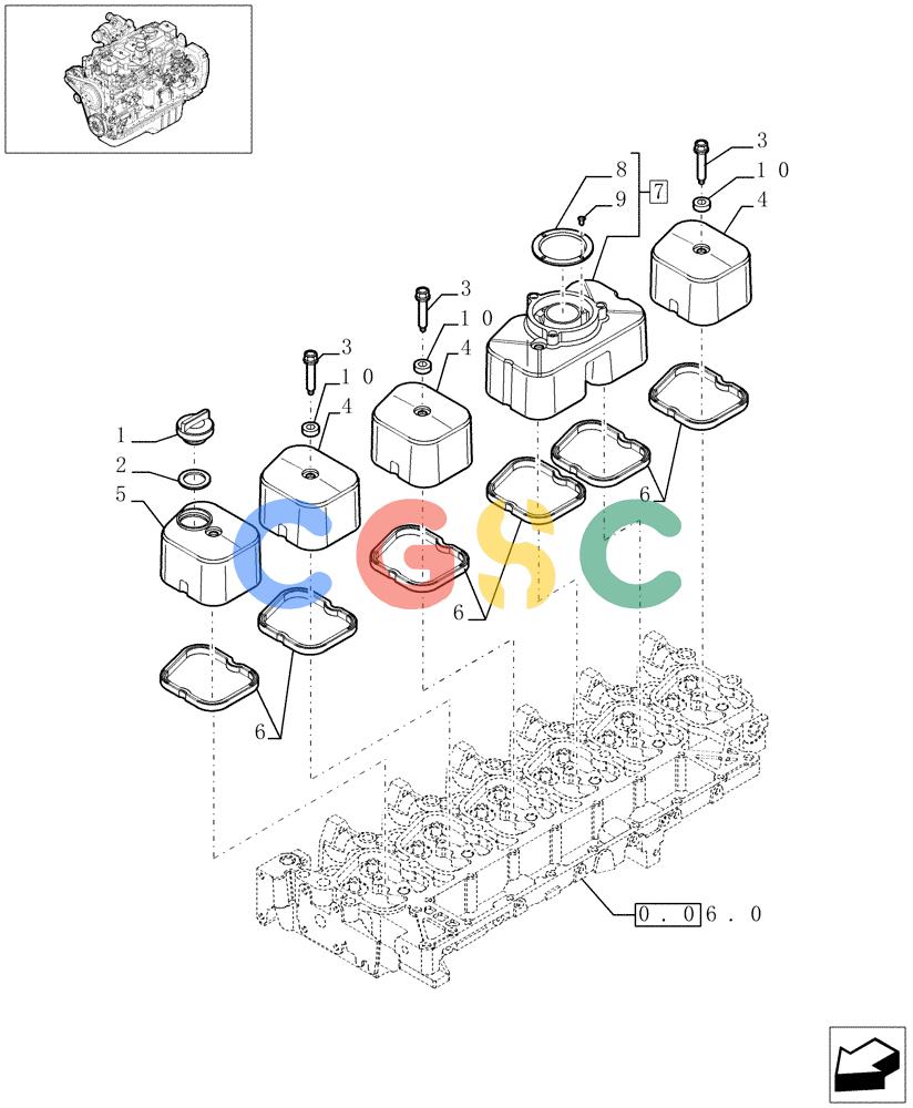 神钢零件查询(F4GE9684C J600) - ENGINE 504124795 - 920019900 (1/13-) (0.06.3[01]) - CYLINDER HEAD COVERS (504137527) Kobelco