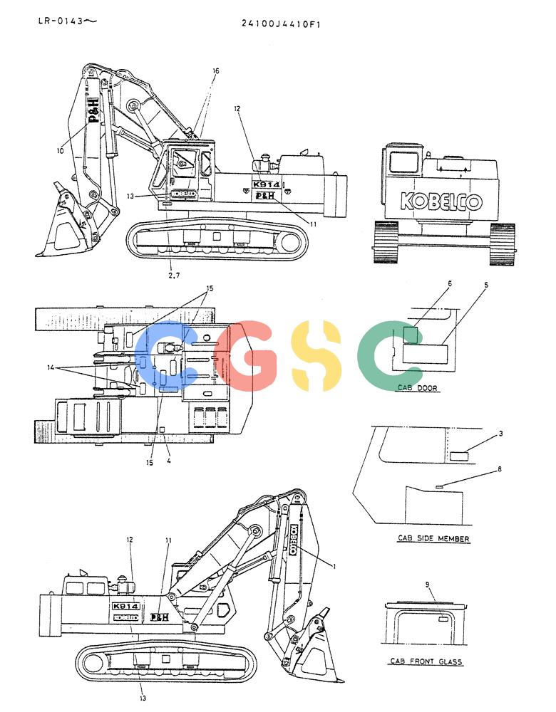 神钢零件查询(K914) - EXCAVATOR ASN LR-0143 (1/79-12/03) (09-012) - LABEL, NAME-PLATE P/N 24100J4410F1 Kobelco
