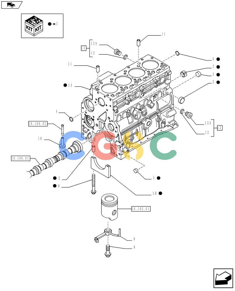 神钢零件查询(F4GE9484C J602) - ENGINE 504242281 - 84473213 (1/14-) (10.001.02) - CRANKCASE (2852007) Kobelco