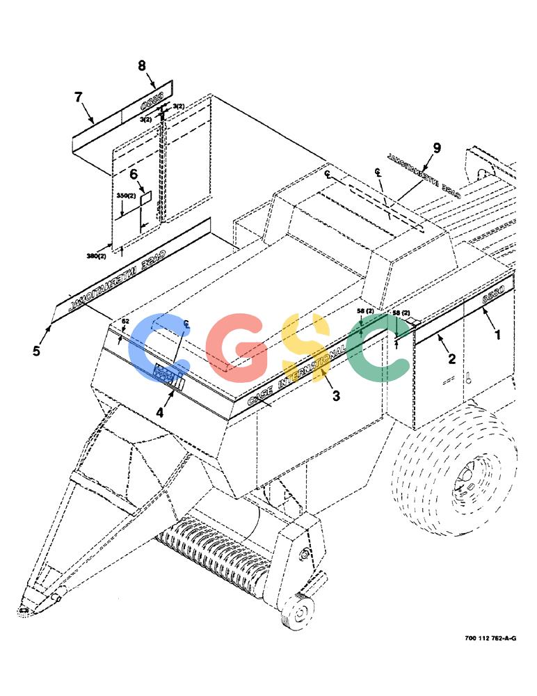 凯斯零件查询(8580) - CASE IH LARGE RECTANGULAR BALER (1/88-12/98) (09-02) - DECALS AND LOCATION DIAGRAM, S.N. CFH0026001 THRU CFH0026962 Case Agriculture