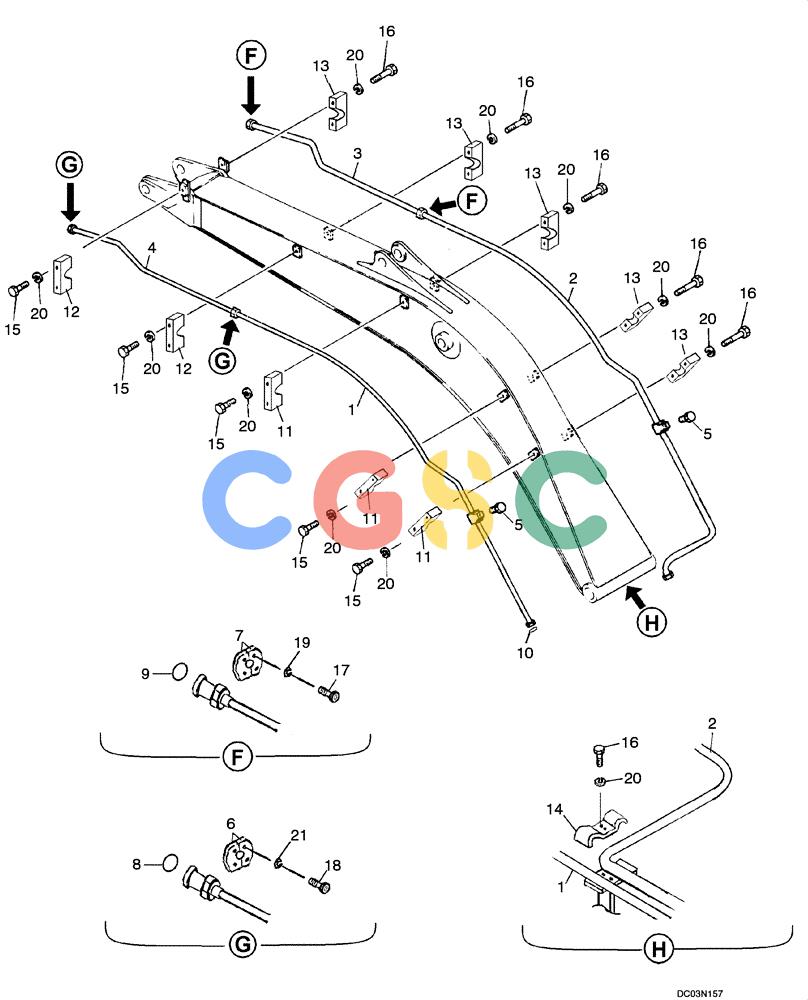 纽荷兰零件查询(EH215) - CRAWLER EXCAVATOR (9/03-) (08 -49[00]) - HYDRAULIC LINES - BOOM, NIBBLER AND BREAKER 5.65 M (18 FT. 6 IN.) New Holland Constructuion