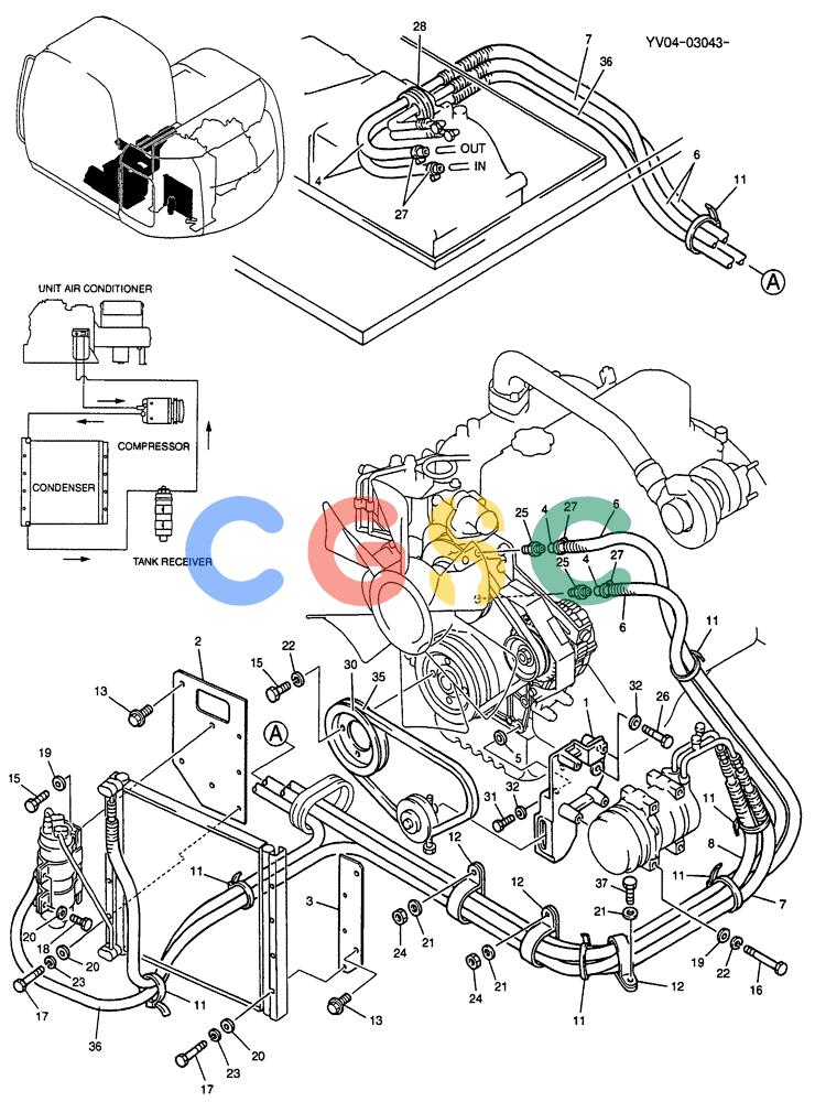 纽荷兰零件查询(E115SR) - CRAWLER EXCAVATOR ASN YV04-03043 (01-055) - CONDITIONER ASSY, AIR P/N YV20M00005F1 New Holland Constructuion