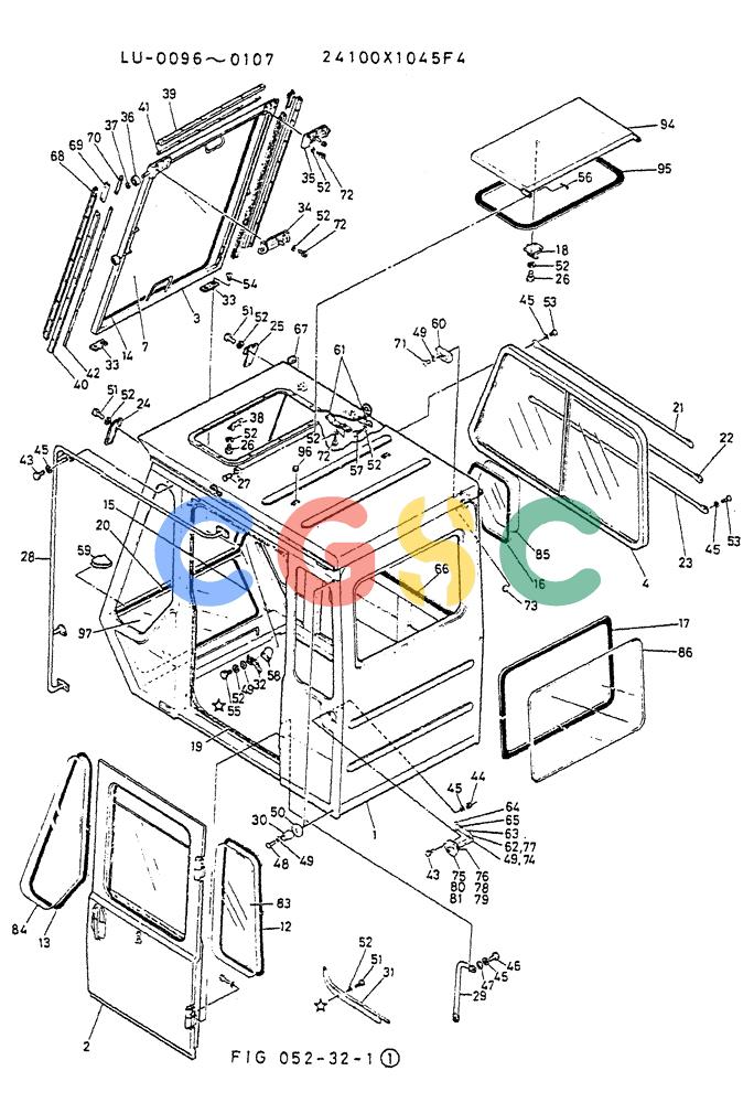 神钢零件查询(K935) - EXCAVATOR SUPPLEMENT ASN LU00154 (1/76-12/03) (02-009) - CAB ASSY (FOR EUROPE) Kobelco