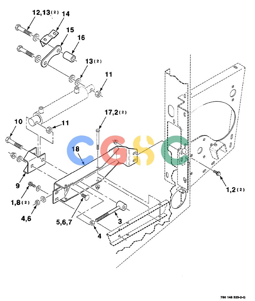 凯斯零件查询(RS561A) - CASE IH ROUND BALER (1/99-12/00) (8-046) - HYDRAULIC CYLINDER MOUNTING ASSEMBLY, MESH WRAP Case Agriculture