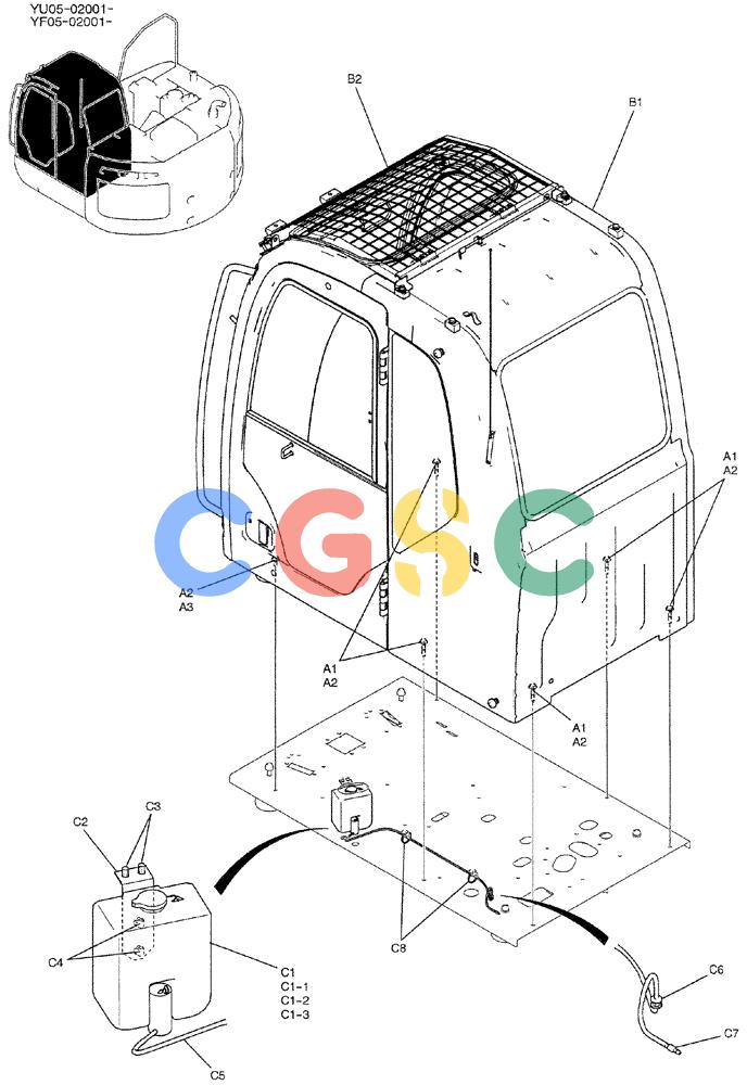 纽荷兰零件查询(E235BSRNLC) - CRAWLER EXCAVATOR ASN YU05-02001 (01-041) - CAB INSTAL New Holland Constructuion