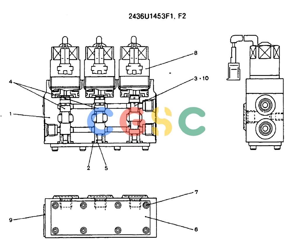 神钢零件查询(MD240C) - EXCAVATOR BTW LLU0301 - LLU0600 (1/80-12/06) (16-007) - VALVE ASSY, SOLENOID - 2436U1453F1-F2 Kobelco