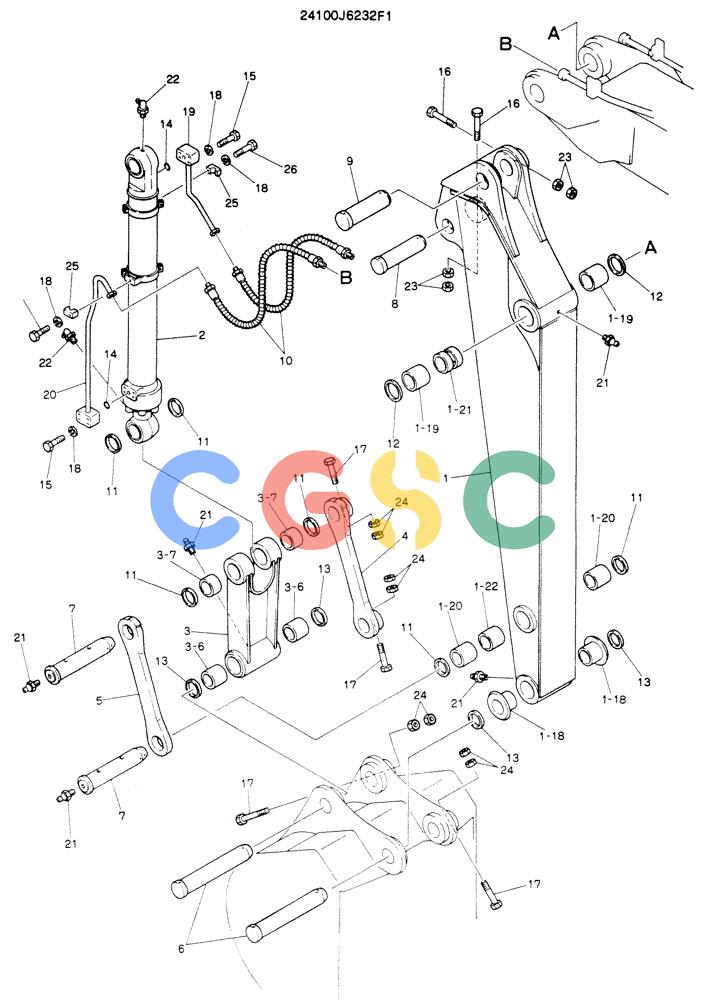神钢零件查询(K904EL) - EXCAVATOR ASN LX1401 (1/86-12/03) (09-001) - ARM ASSY, 1.9M (6FT 3IN) Kobelco
