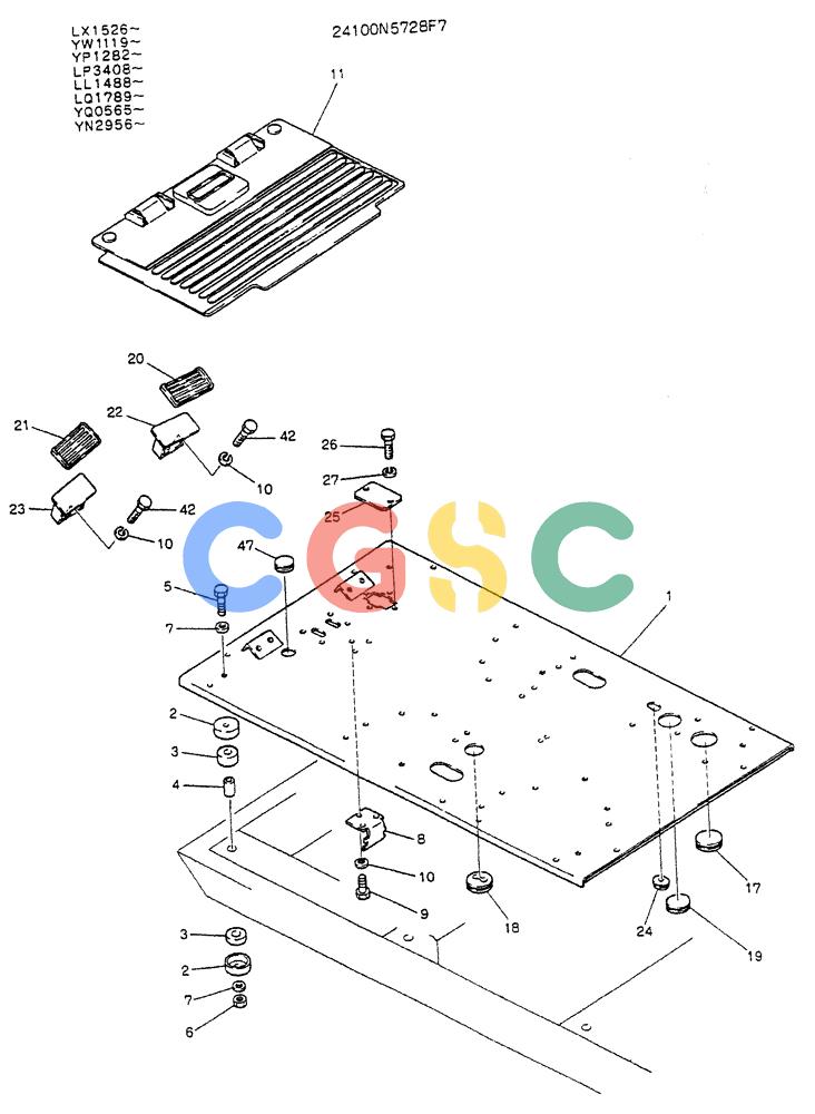 神钢零件查询(K907LC) - MARK II EXCAVATOR ASN YQ0565 (GLOBAL) (1/87-12/03) (02-006) - PLATE ASSY, FLOOR (FOR EXPORT) Kobelco