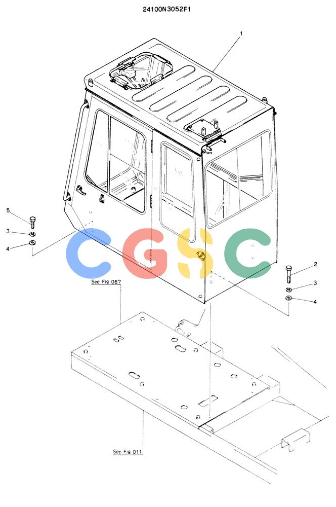 神钢零件查询(K904EL) - EXCAVATOR ASN LX1401 (1/86-12/03) (02-002) - INSTAL, CAB, P/N 24100N3052F1 Kobelco