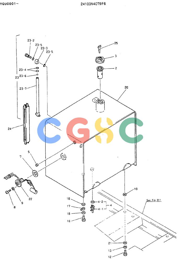 神钢零件查询(MD200BLC) - EXCAVATOR ASN YQU0001 (1/80-12/06) (01-005) - TANK ASSY, FUEL Kobelco