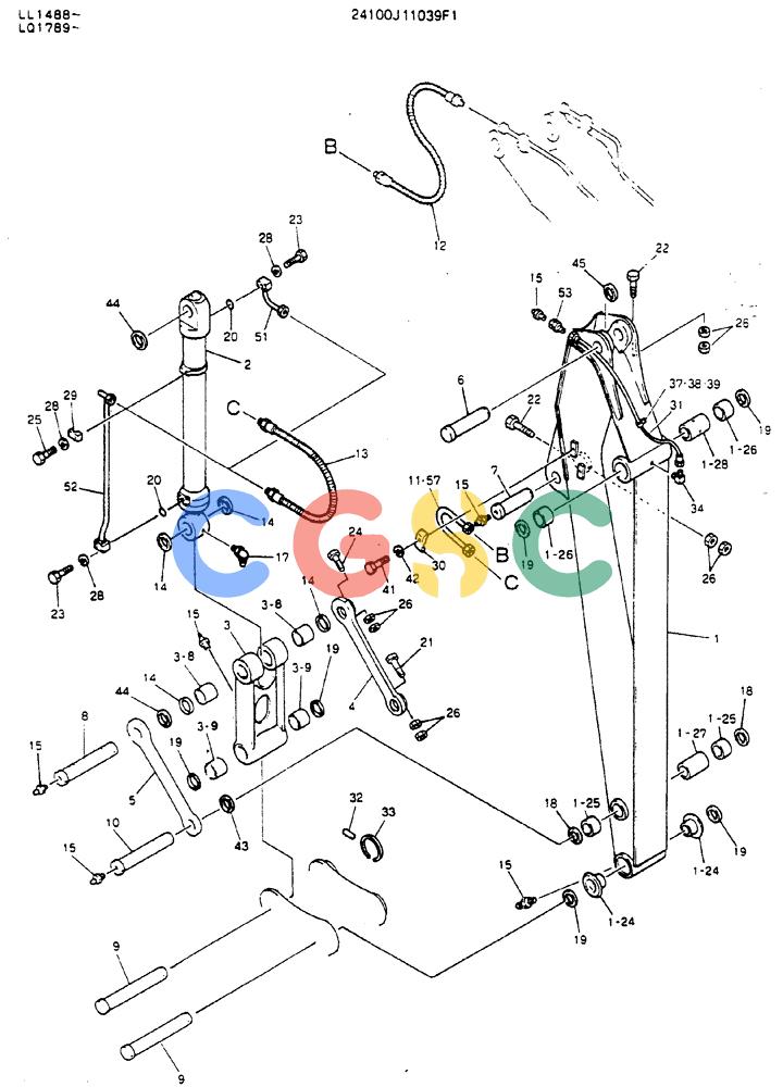 神钢零件查询(MD240BLC) - EXCAVATOR ASN LL1488 (1/80-12/06) (09-002) - ARM ASSY, 3.63M (11FT-11IN) Kobelco