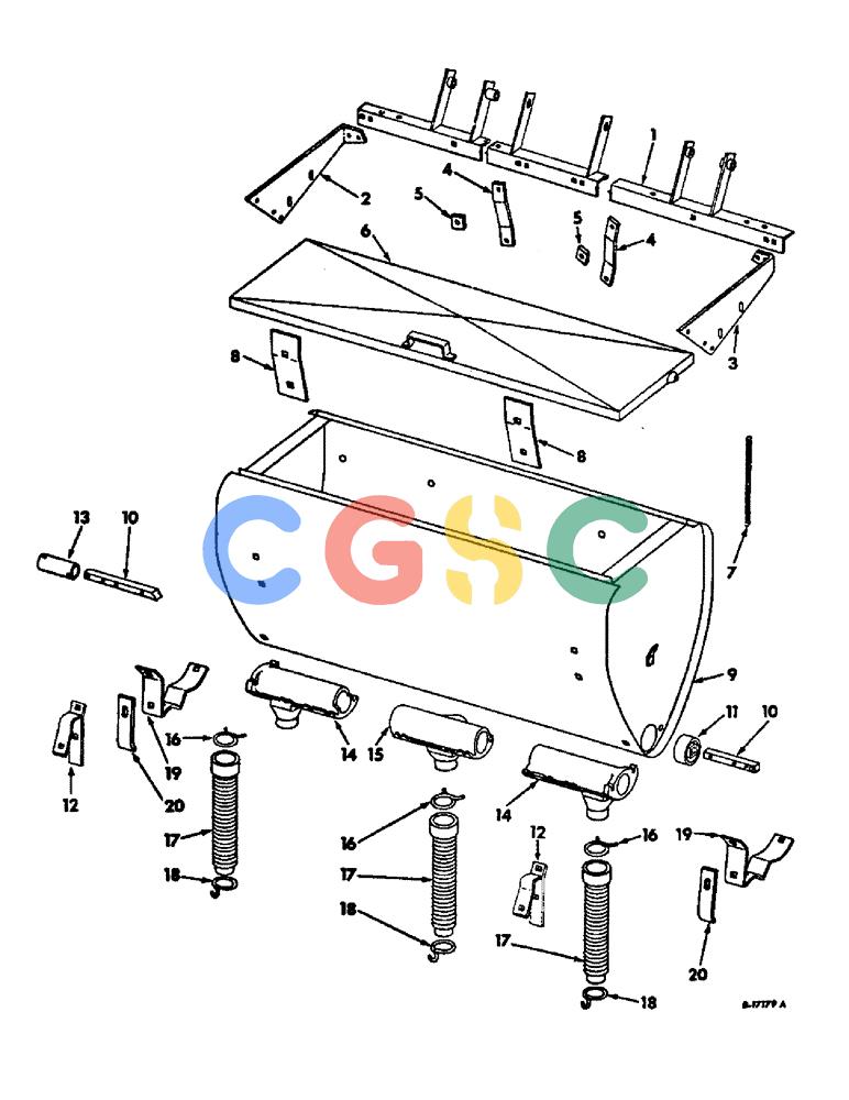 凯斯零件查询(DRY) - FERTILIZER UNIT (4-ROW) - 1966 (1/66-12/88) (A-004) - DRY FERTILIZERS, DRY FERTILIZER HOPPER AND SUPPORTS Case Agriculture