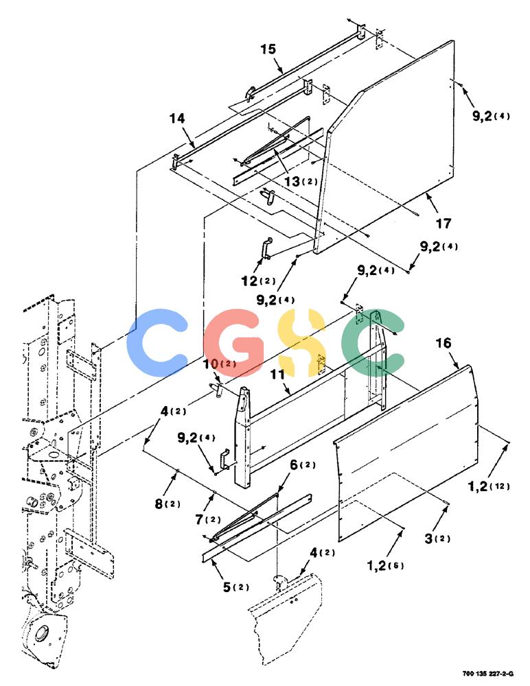 凯斯零件查询(RS551) - CASE IH ROUND BALER (1/99-12/00) (7-22) - SHIELD, LATCH AND SUPPORT ASSEMBLIES, LEFT Case Agriculture