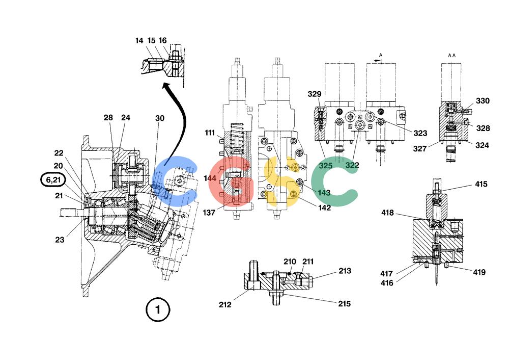纽荷兰零件查询(EC160) - CRAWLER EXCAVATOR (4/99-) (22.020[001]) - DOUBLEPUMP (S/N 716001-716039/716069-UP) New Holland Constructuion