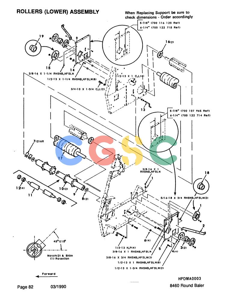 凯斯零件查询(8460) - CASE IH ROUND BALER (BEFORE S/N CFH0057418) (1/88-12/93) (082) - ROLLERS, LOWER, ASSEMBLY Case Agriculture