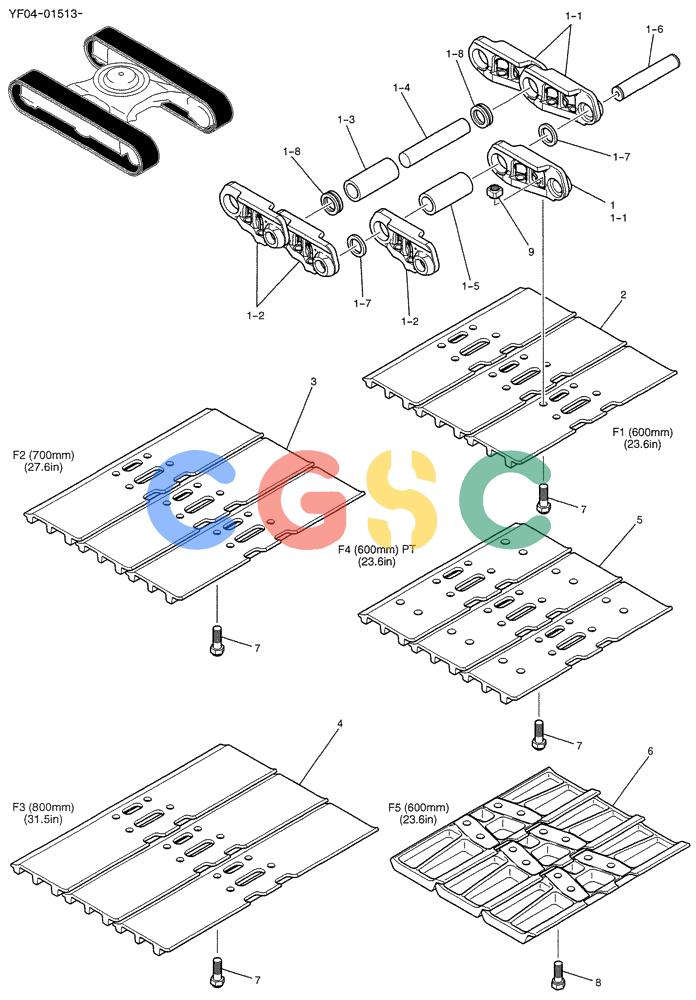 纽荷兰零件查询(E235SRLC) - CRAWLER EXCAVATOR BTW YU04-00837 - YU04-01417 (02-015) - SHOE ASSY New Holland Constructuion