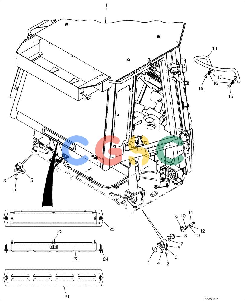 纽荷兰零件查询(D85) - CRAWLER DOZER - NA (1/06-) (09-26A) - CAB - FRAME AND MOUNTING (MCLAUGHLIN CAB W/TILT OUT SIDE REAR WINDOW) New Holland Constructuion