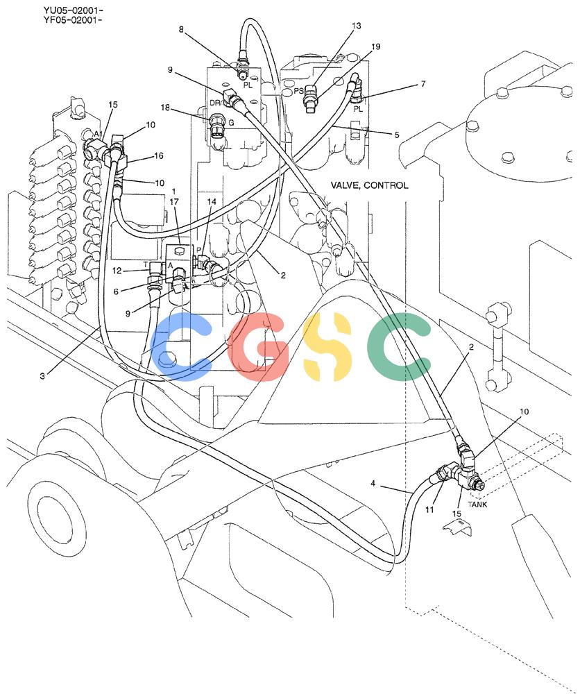 纽荷兰零件查询(E235BSRNLC) - CRAWLER EXCAVATOR ASN YU05-02001 (08-005) - CONTROL LINES, VALVE (EXTRA, NIBBLER & BREAKER) New Holland Constructuion